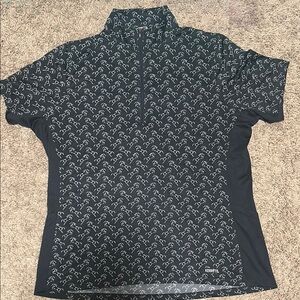 Kerrits Black Equestrian Print Ice Fil Riding Shirt